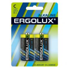 Батарейка Ergolux Alkaline LR14 BL-2 C 8000 мА*ч 2 шт черный