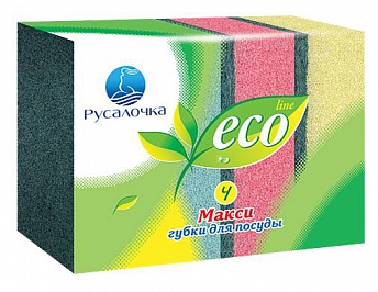 Губка для мытья посуды Русалочка губка для посуды ECO LINE Макси 4 шт
